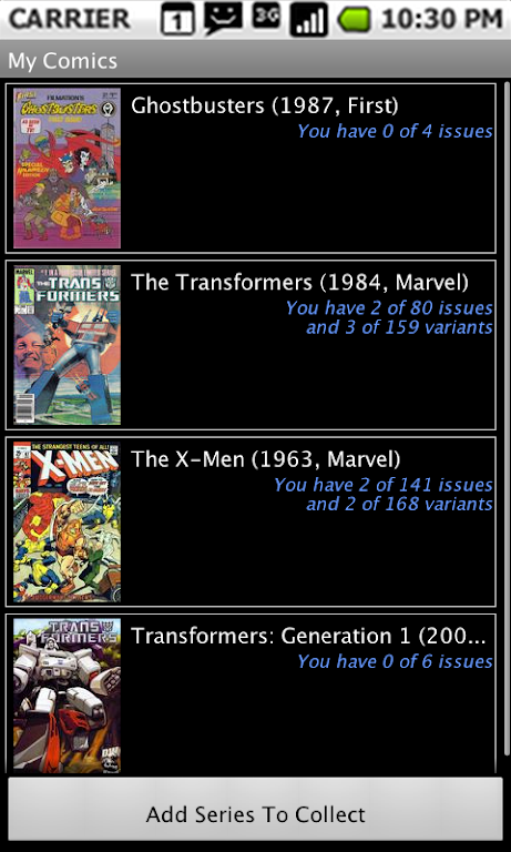 Comic Checklist Lite Captura de pantalla 0