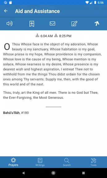 Schermata Baha'i Prayers and Writings 2