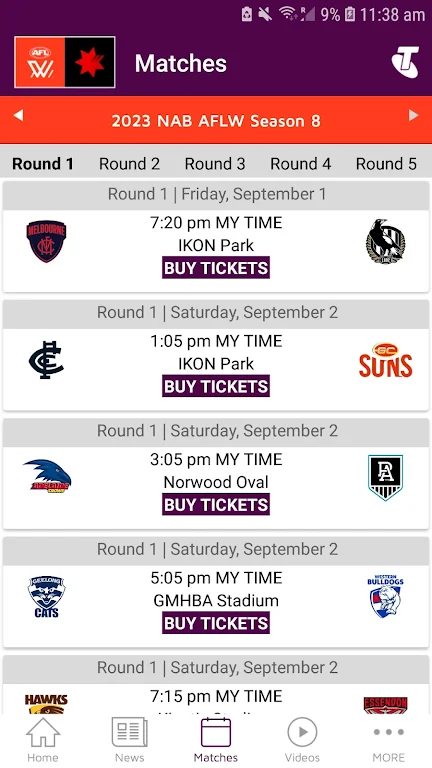 AFLW Official App Captura de tela 2