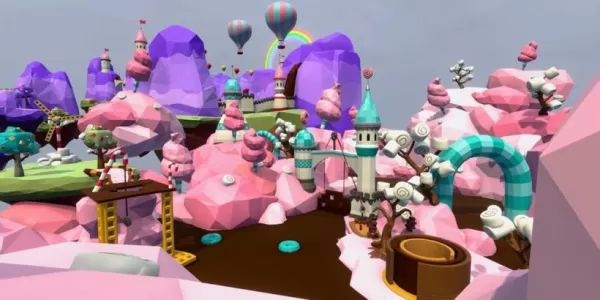 Una foto di Candyland WonKaesque con fiumi al cioccolato e colline di cotone caramelle
