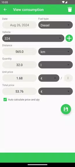 Schermata Fuel Consumption 2