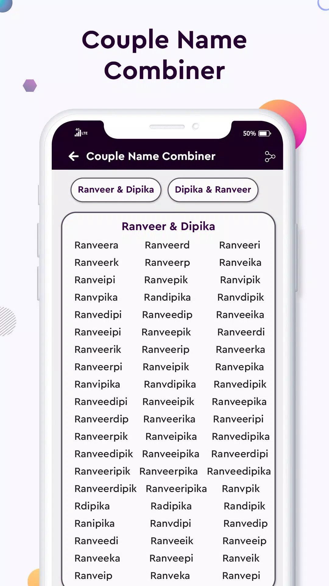 Baby name Couple Name Combiner Zrzut ekranu 3