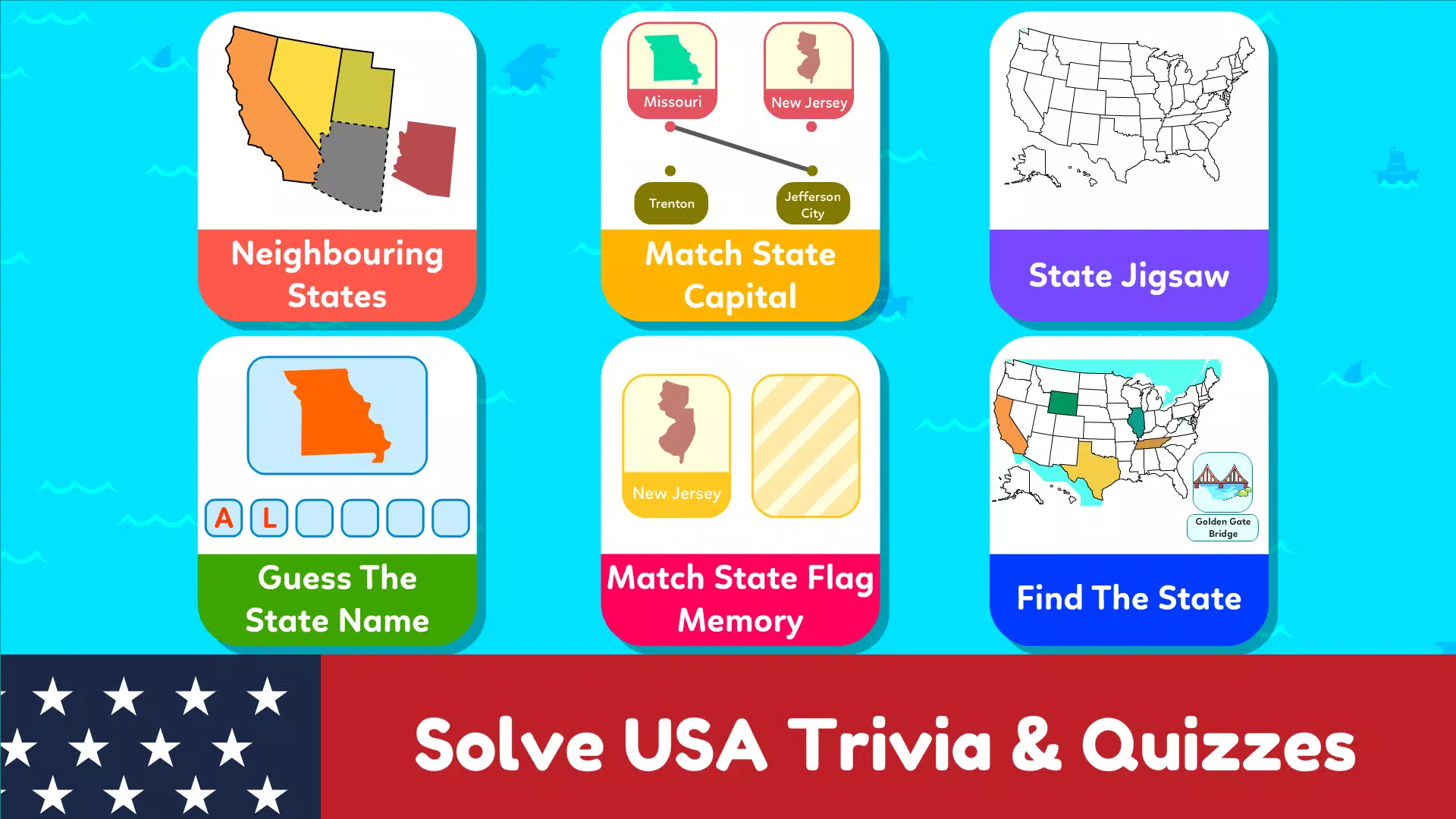 USA Map Kids Geography Games स्क्रीनशॉट 2