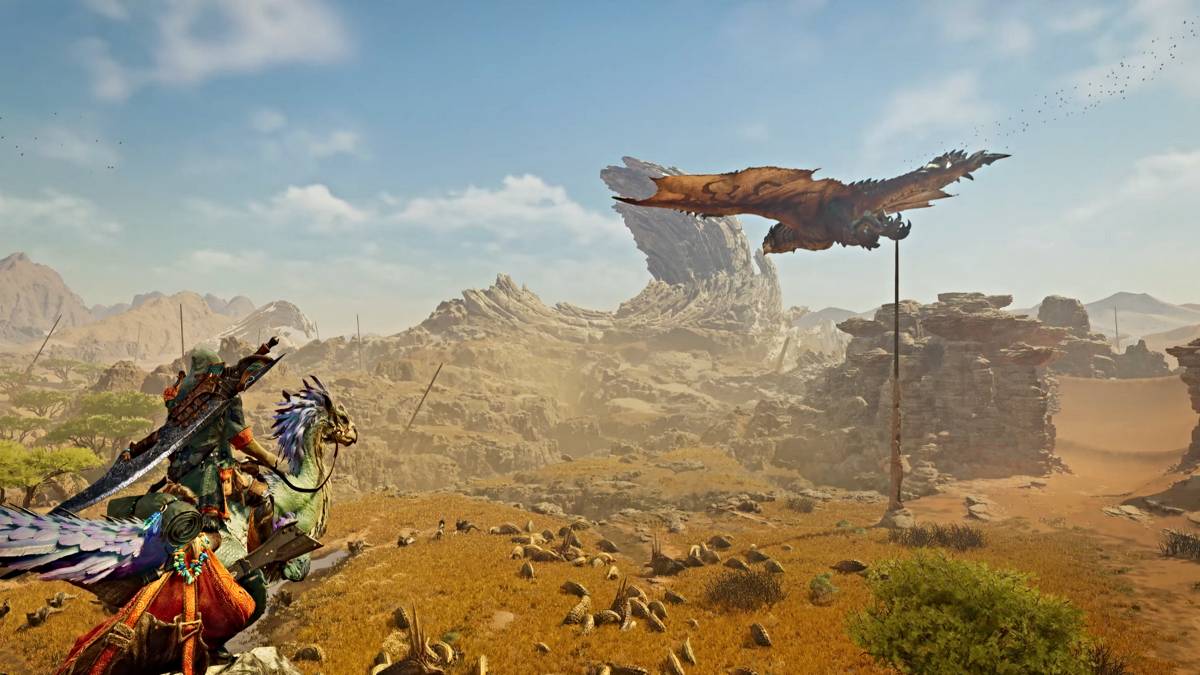 Rathalos บินอยู่ใน Monster Hunter Wilds