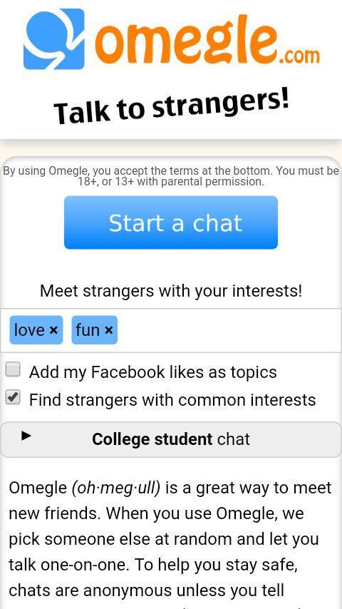 Schermata Omegle Chat - Talk to Strangers 0