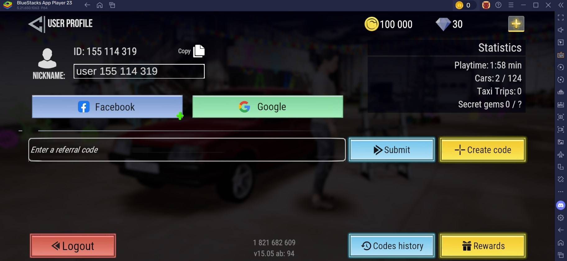 MadOut 2: Grand Auto Racing – Redeem Code Screen