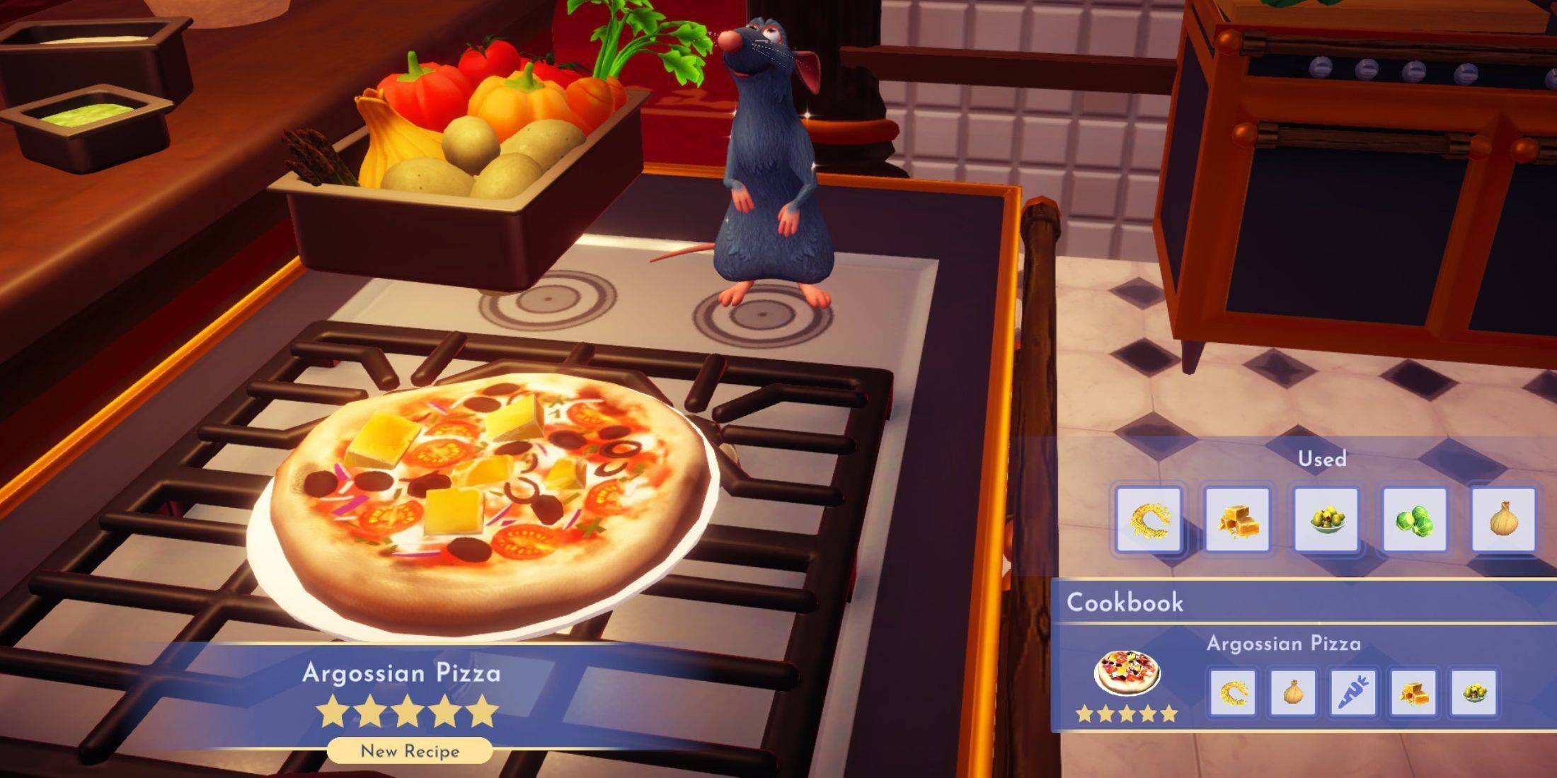 Nova receita desbloqueada: Pizza Argossiana no Disney Dreamlight Valley
