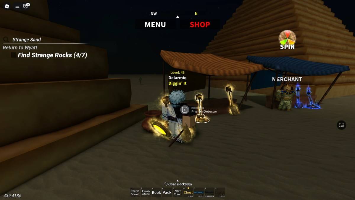 Purchase location for Pharaoh Detector and Shovel near Pyramid merchant