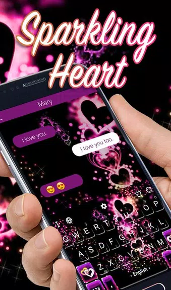 Sparkling Purple Heart Keyboard Theme應用截圖第1張