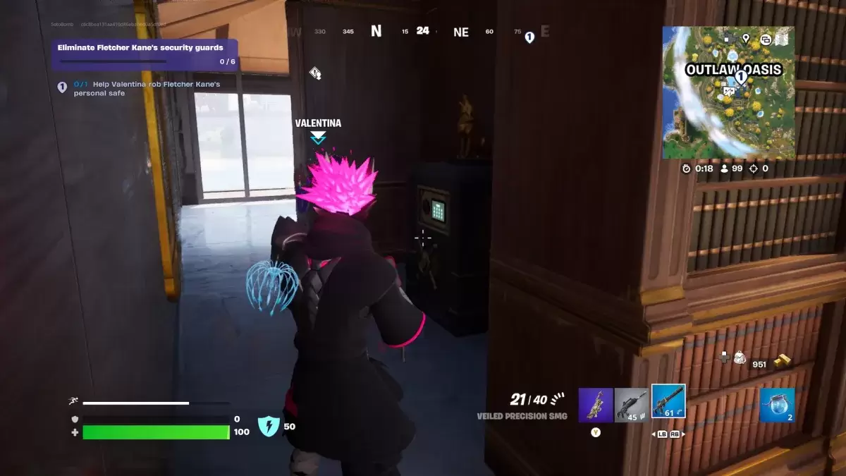 Keselamatan peribadi Fletcher Kane di Fortnite.