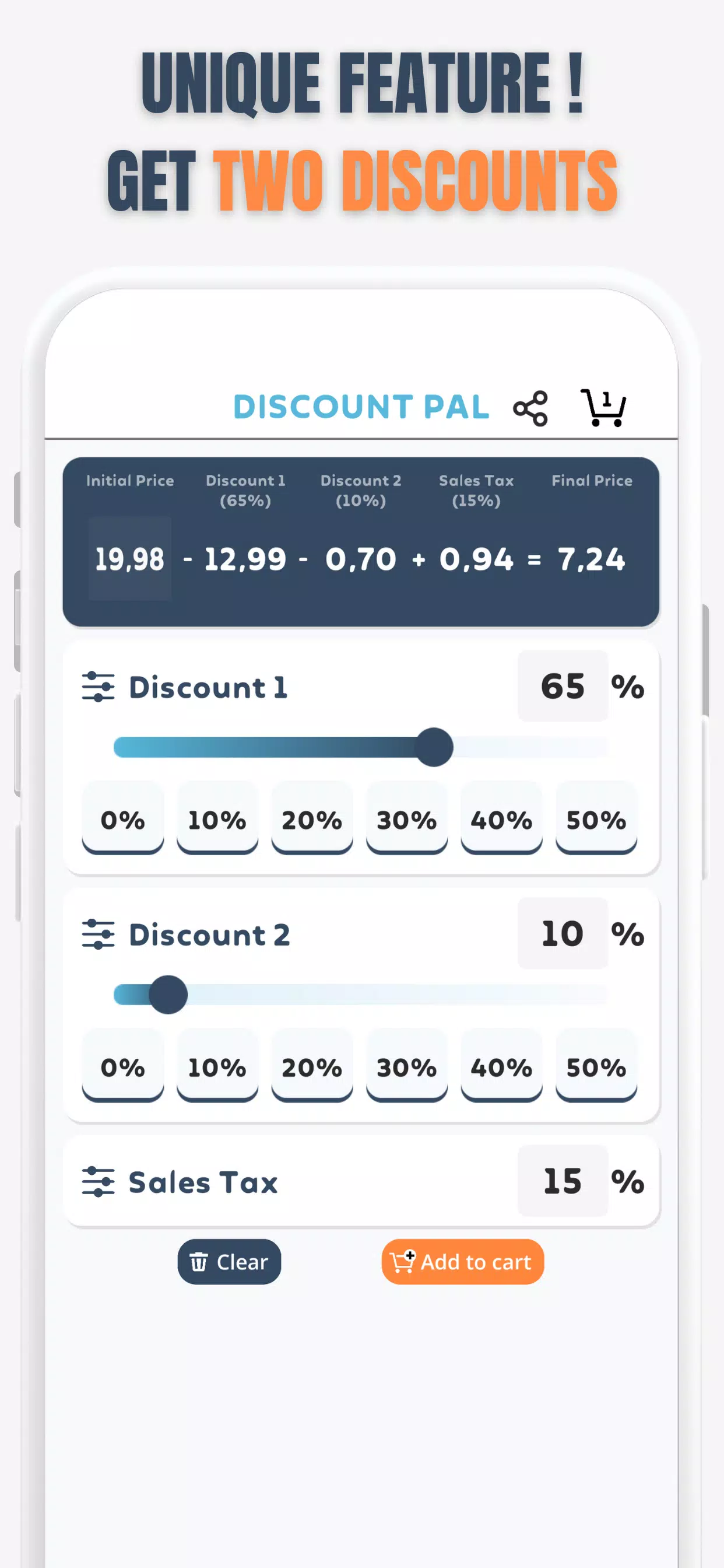 Percent Off Shoping Calculator Ekran Görüntüsü 2