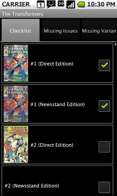 Comic Checklist Lite Captura de pantalla 1