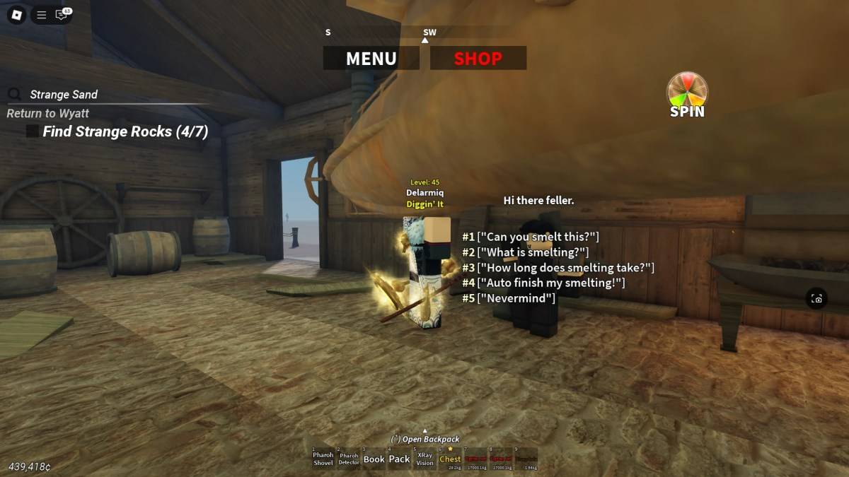 Player interacting with smelter