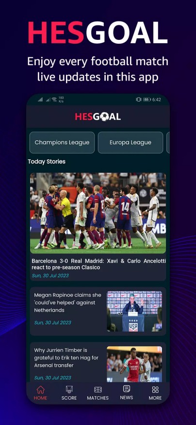 HesGoal - Live Football TV HD Captura de tela 0
