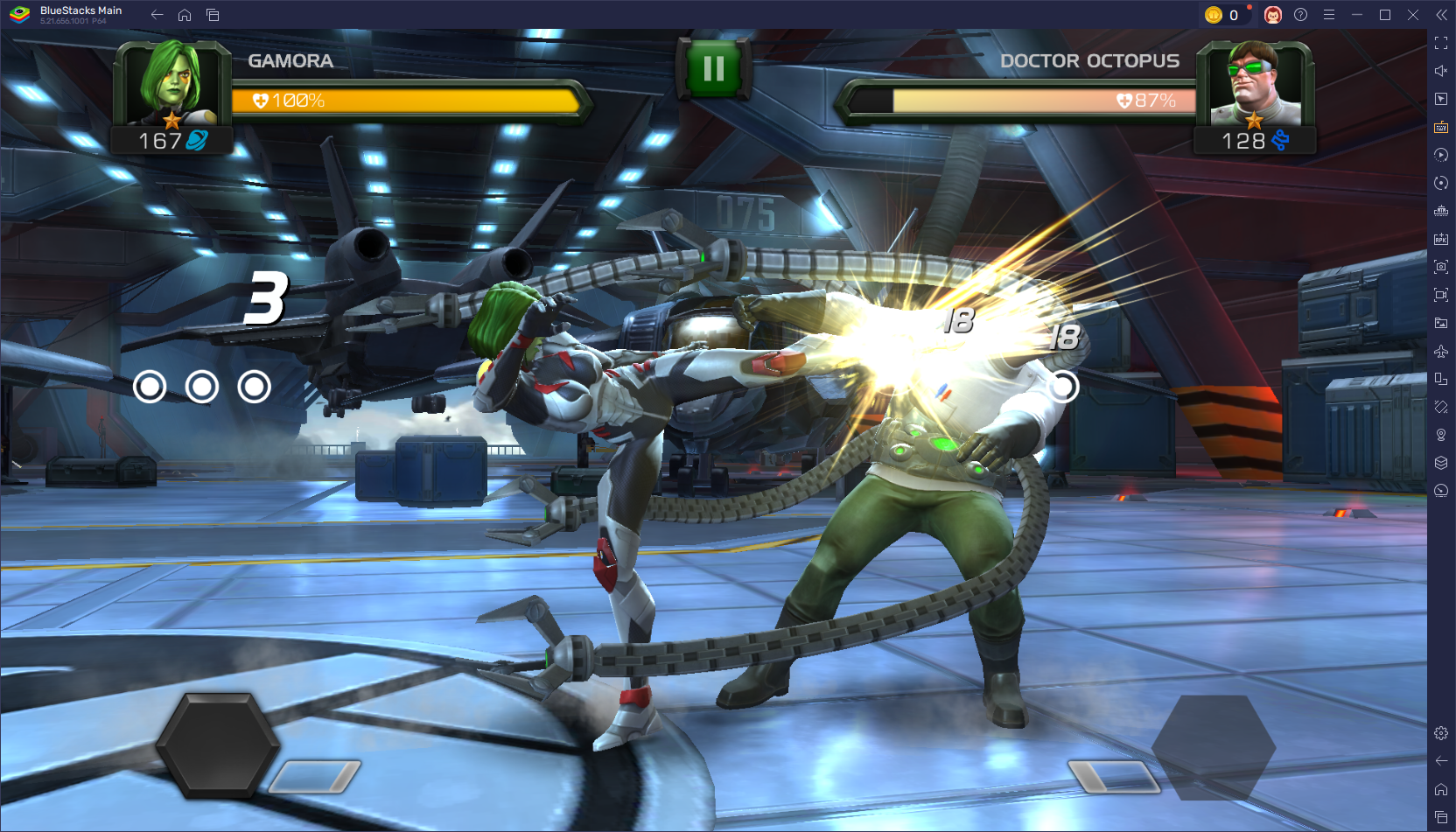 Marvel Contest of Champions battle interface and controls