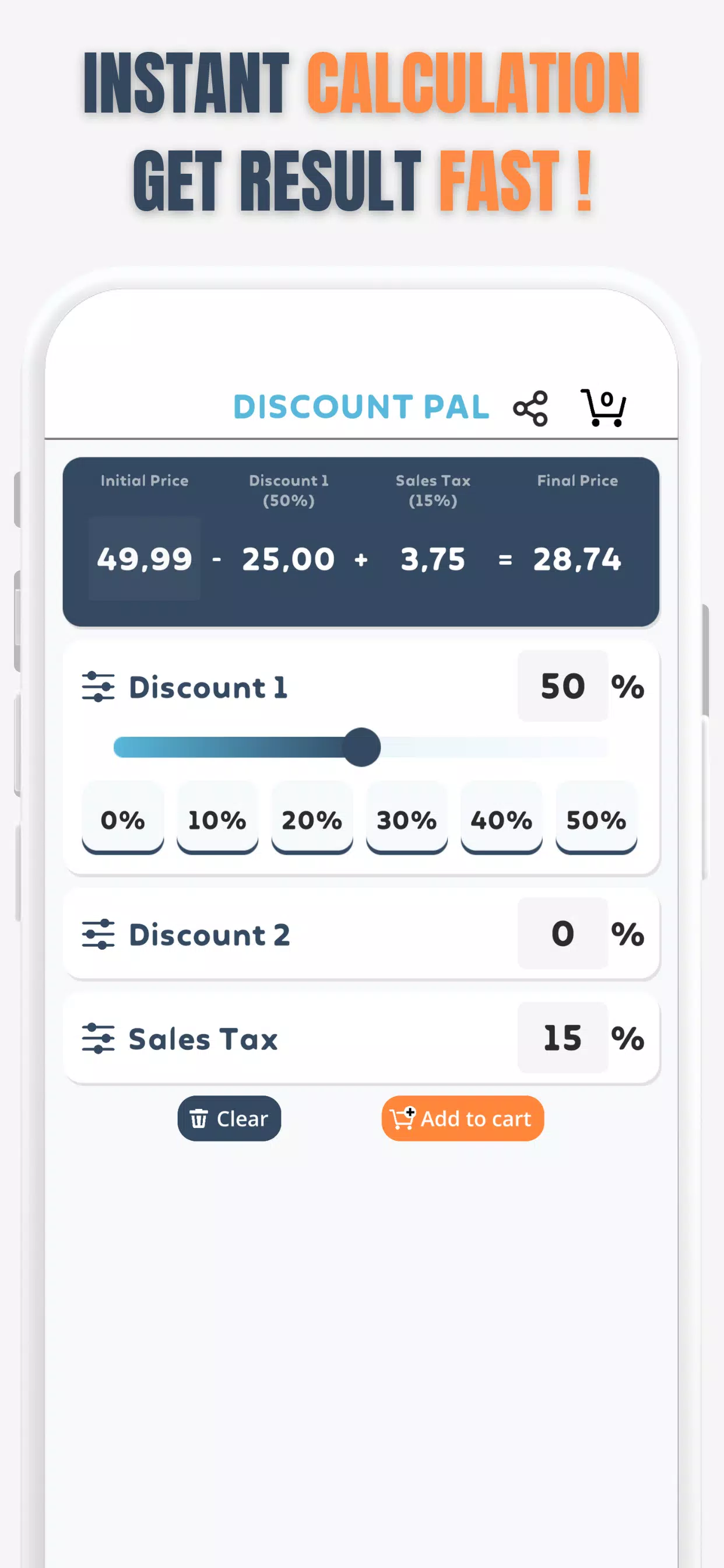 Percent Off Shoping Calculator Ekran Görüntüsü 0