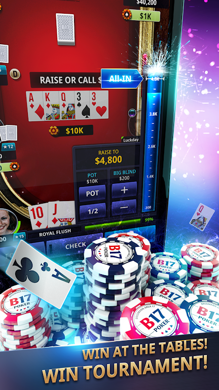 B17 Poker - Texas Hold'em, Live cam poker ဖန်သားပြင်ဓာတ်ပုံ 1
