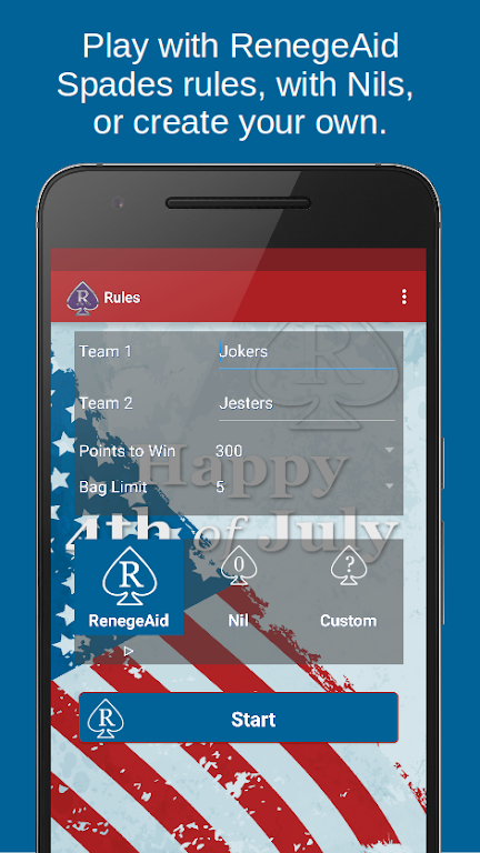 RenegeAid Spades Score App Zrzut ekranu 1