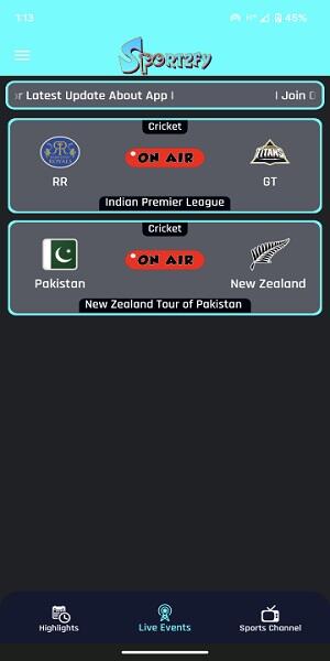 Sportzfy TV Screenshot 1