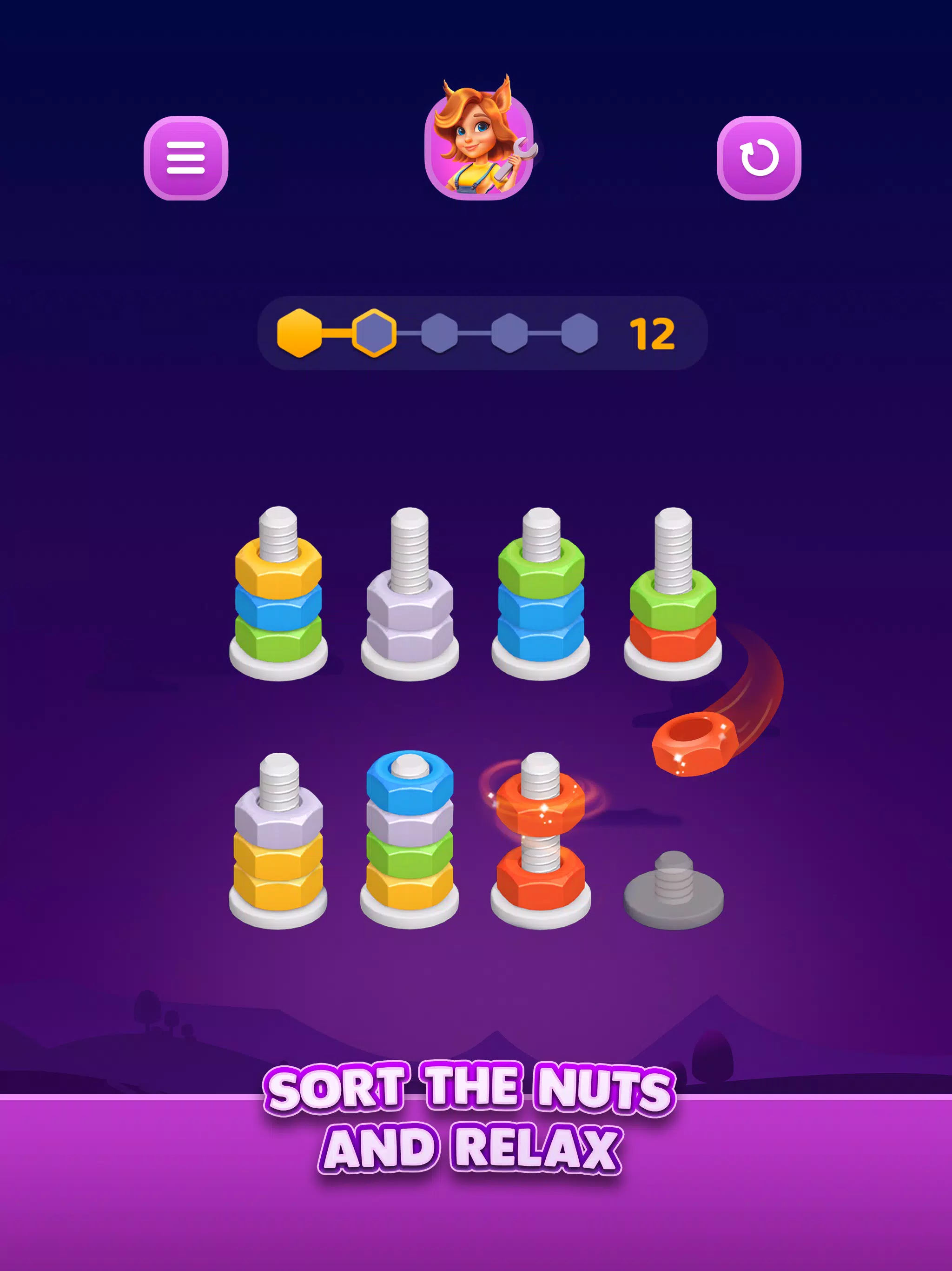 Nut Sort: Color Sorting Game Ekran Görüntüsü 1