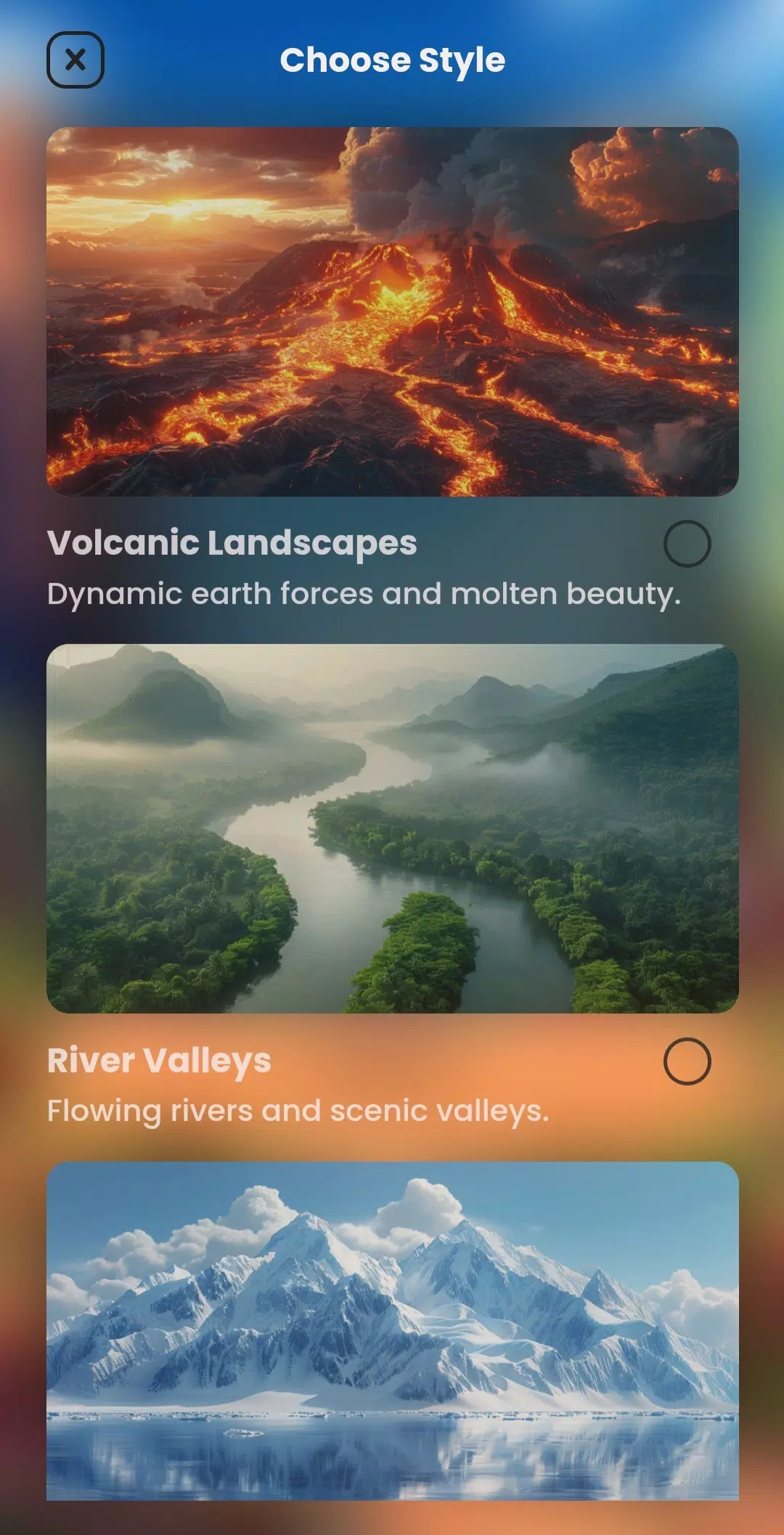 AI Landscape Generator App Captura de tela 0