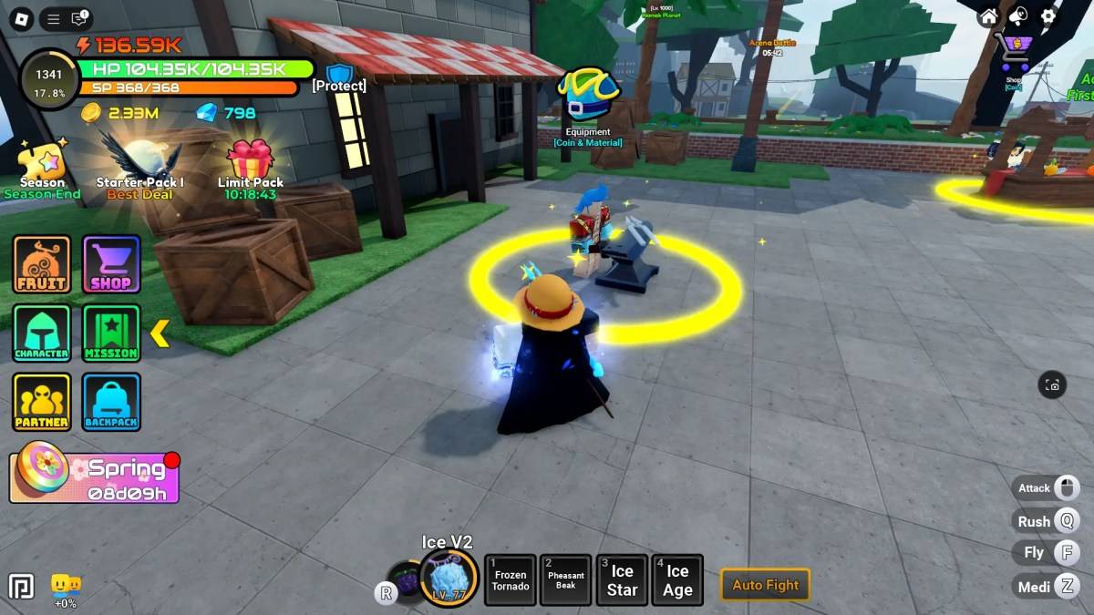 Referência da localização do NPC de Equipamentos