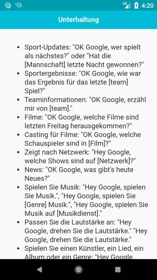 Befehle für Home Zrzut ekranu 2