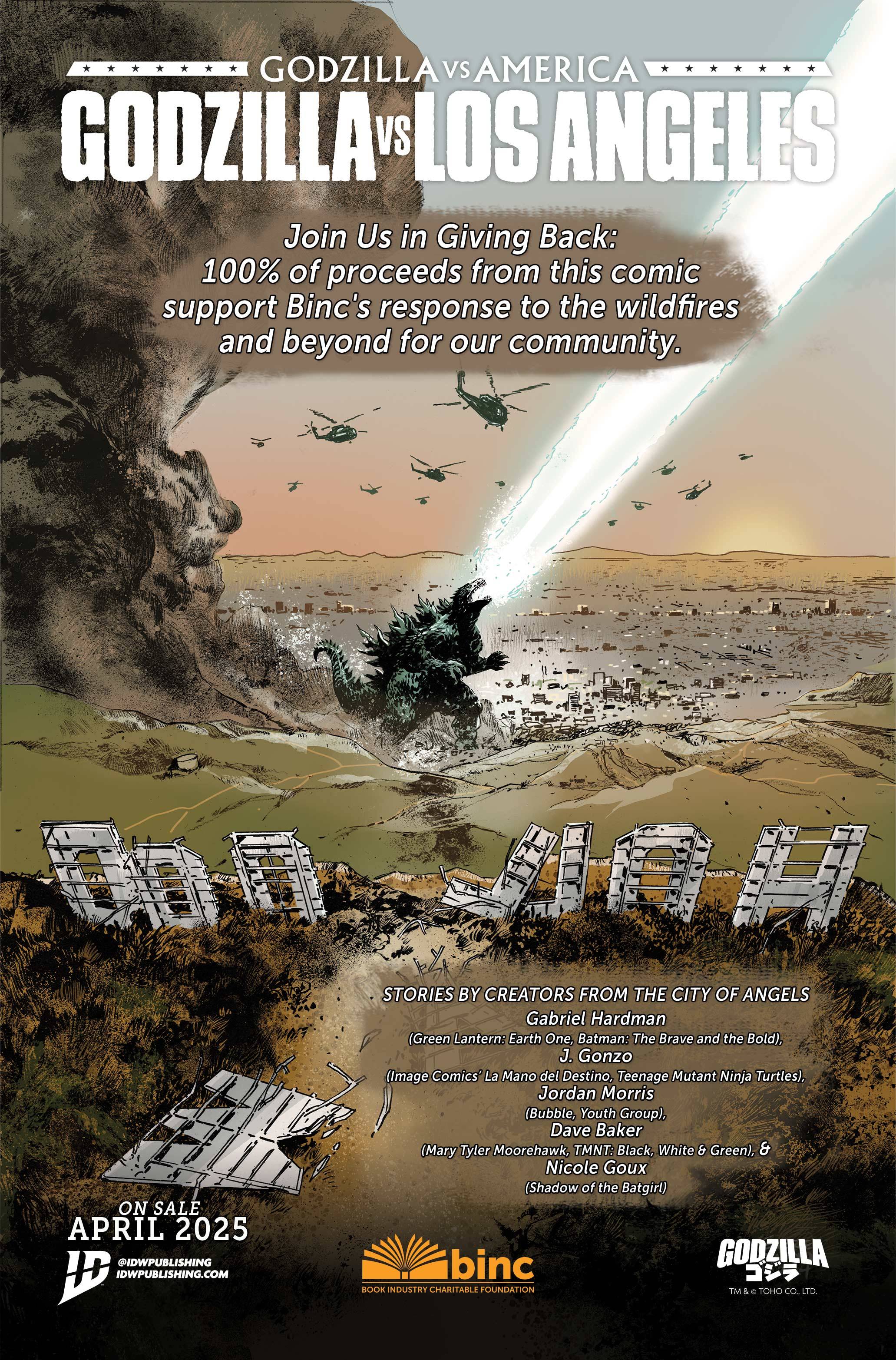 IDW's Godzilla vs. Los Angeles untuk Mengantuk Amal Pelepasan Wildfire