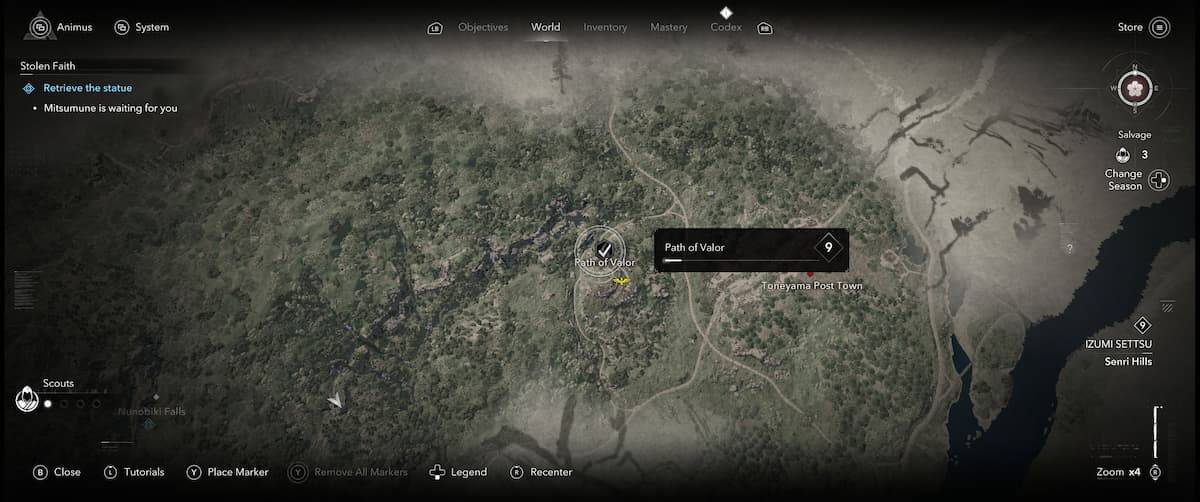 Creed Shadows ของ Assassin - Path of Valor Map ที่ตั้ง