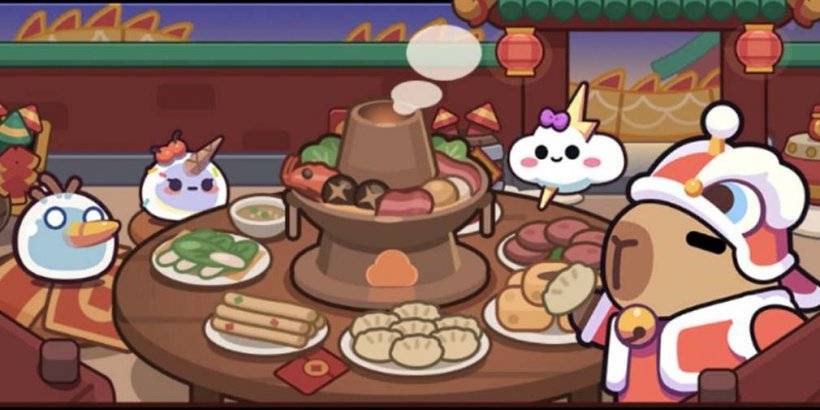 Capybara Go's Spring Festival: Lanterns, Fireworks, at Cute Lion Dance Costume