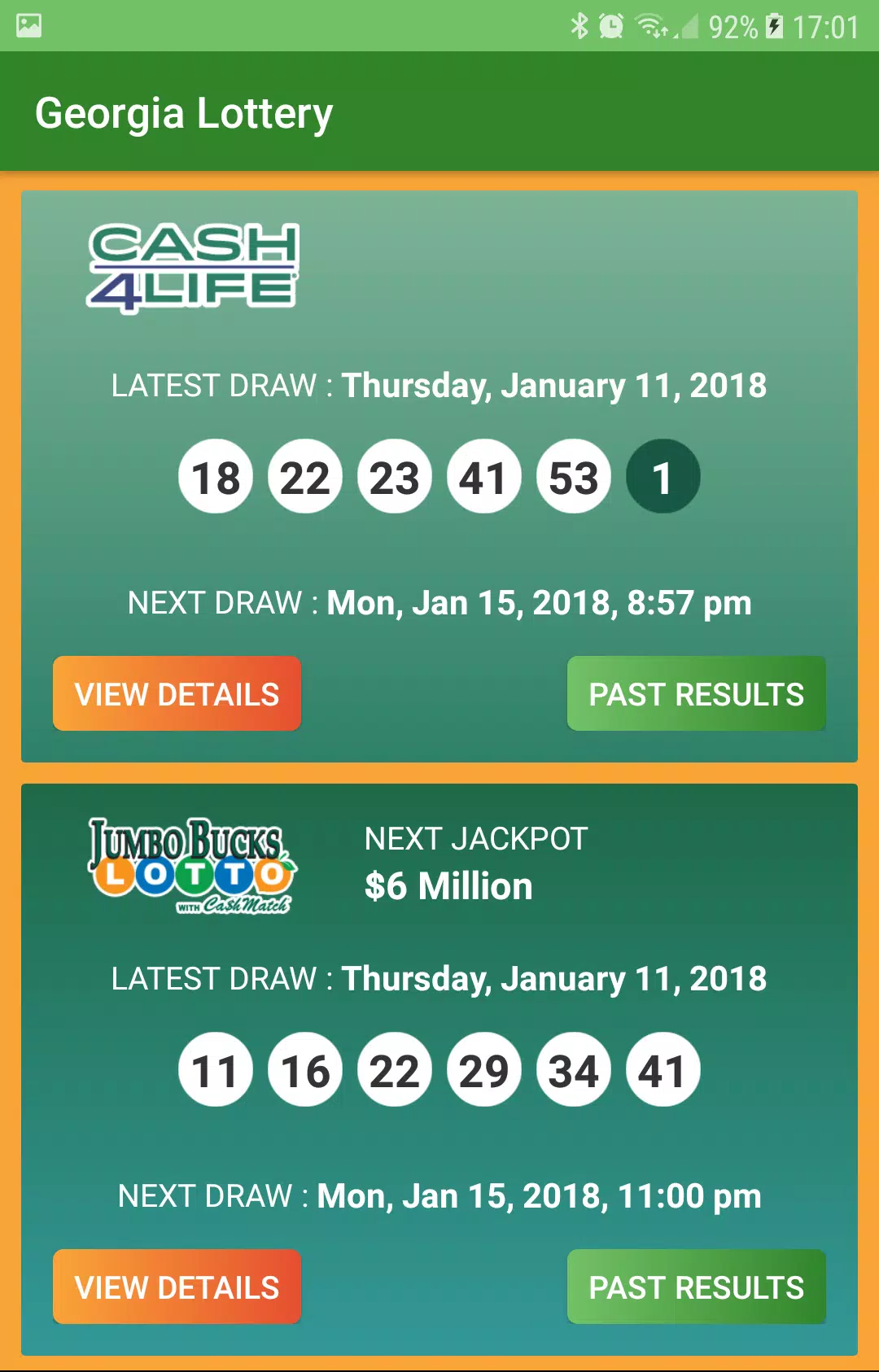 Georgia Lottery Results Captura de tela 1